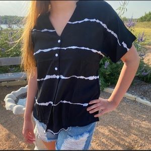 Striped black and white lightweight blouse